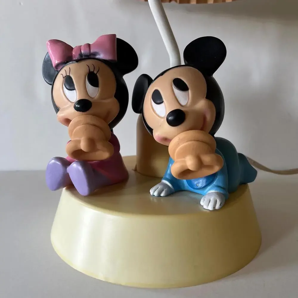 Vintage Disney Mickey and Minnie Mouse Kids Lamp – Figurine Base & Pleated Shade
